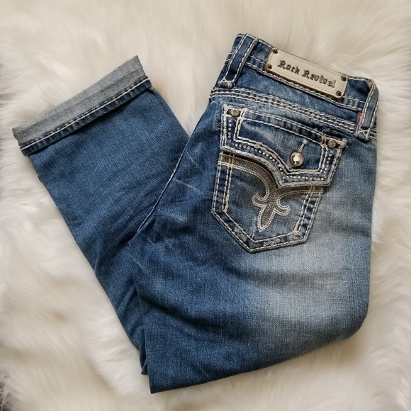Rock Revival Kai Bling Pocket Capris Size 28 - Picture 2 of 8